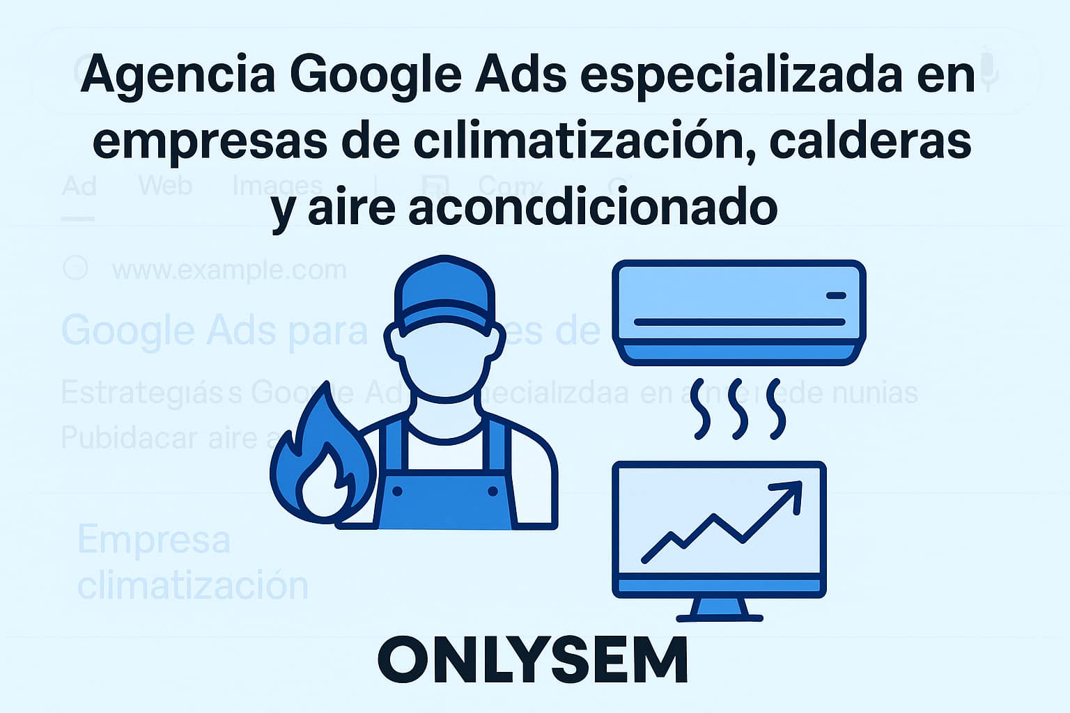 Técnico de climatización utilizando una campaña de Google Ads para atraer clientes